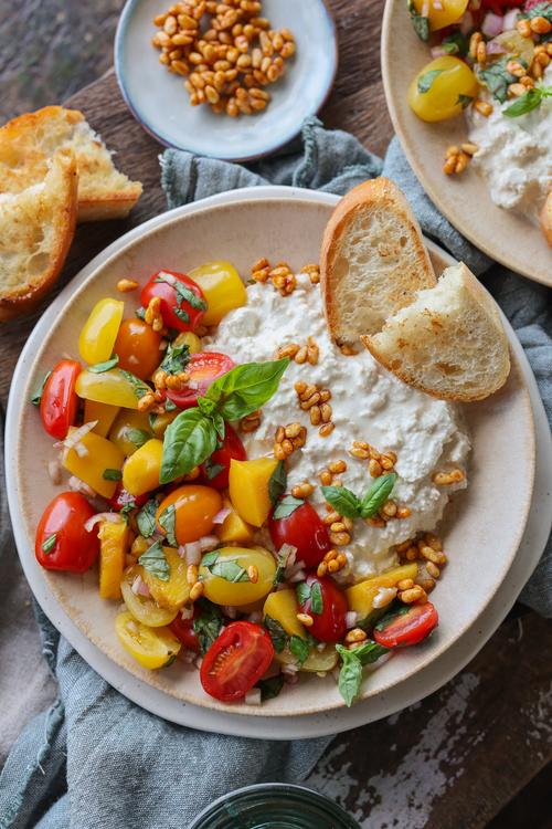 image of Tomato & Peach Cottage 'Cheese' Bowl
